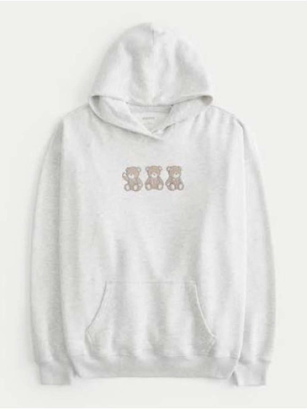 Hollister Women’s Oversized Teddy Bear Graphic Hoodie in Light Heather, XS - Picture 2 of 8